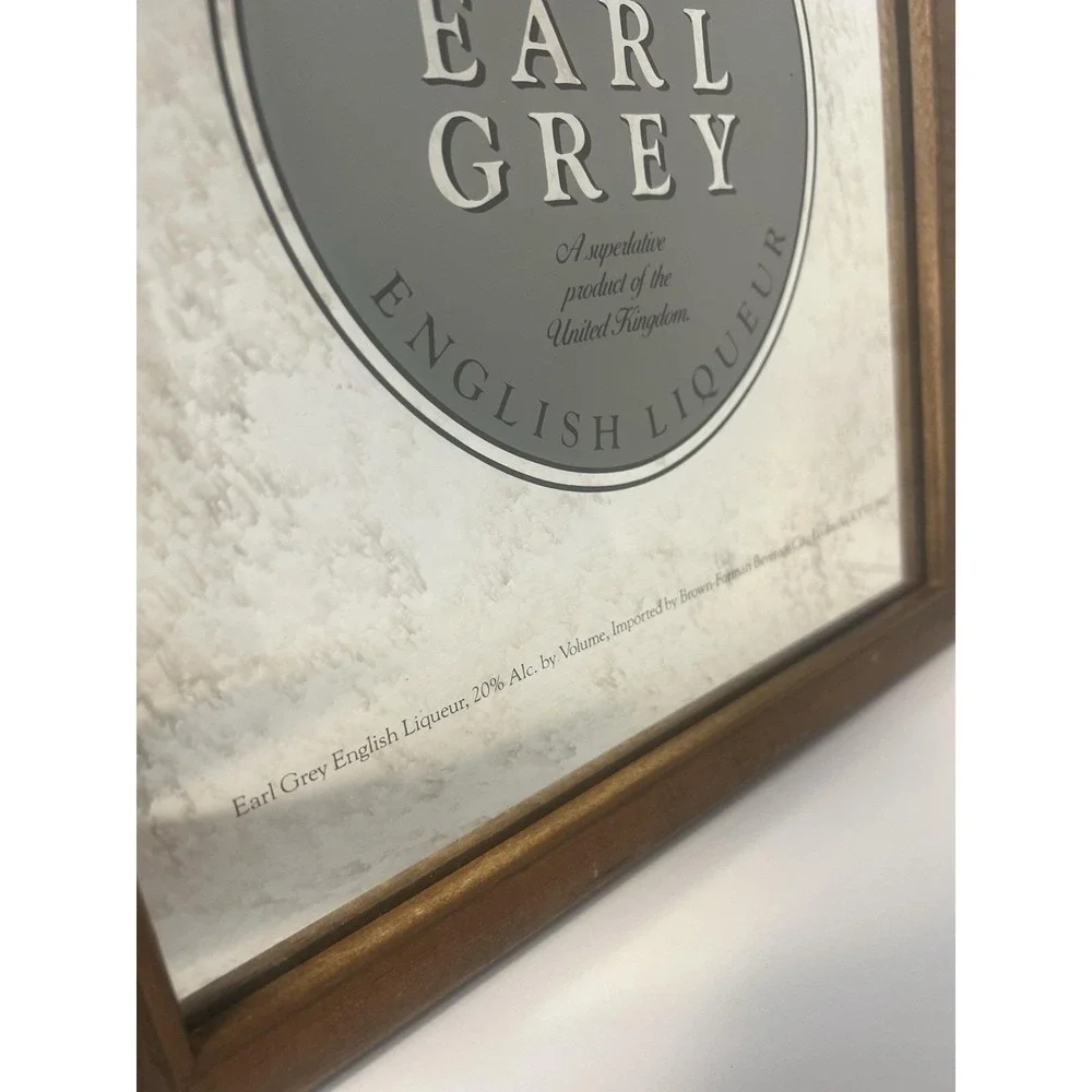 Vinatge EARL GREY English Liqueur Bar Mirror 1987 13x11‎